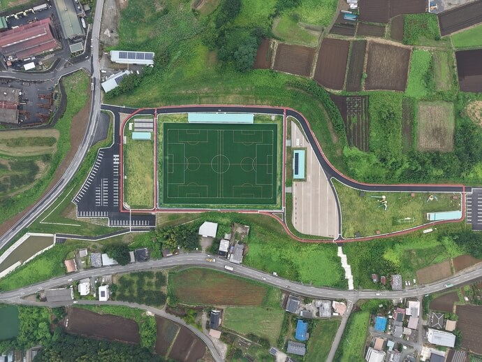 完成したみどり市グリーンパークの航空写真
