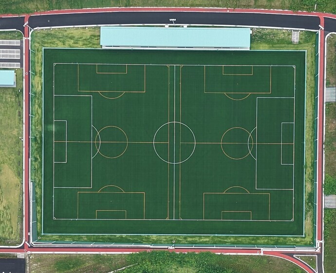 人工芝サッカー場の航空写真